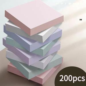 TEMU 모란디 다섯 색상 접착식 스티커 메모 200장, 심플한 디자인. 강력한 접착력, 재사용 가능, 찢어지는 메모지. 다이어리, 플래너, 사무실, 학교, 가정용 및 발렌타인데이 메시지 리마인더에 이상적