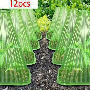 TEMU 6/12/24개입 튼튼한 플라스틱 식물 덮개 | 실내외 가꾸기용 투명 모종 보호대, 새 및 서리로부터 보호, 건강한 성장 촉진, 설치 및 재사용 용이