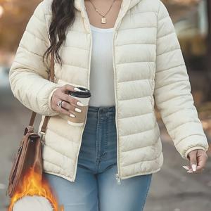 TEMU 봄가을 겨울 여성용 패딩 코트, 가을/겨울 여성 의류, 후드 디자인, 풀집업 앞면, 새해, 밸런타인데이, 인기 한국식 상의, 사무실/통근/쇼핑용, 심플한 아우터웨어, 키 작은 여성을 위한 코트, 고품질 여성 의류, 캐주얼하고 우아한 아우터웨어, 여성 의류
