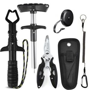 TEMU 휴대용 낚시 키트 6개 세트, 독수리 부리형 링 오프너 낚싯바늘 제거 도구, 어비늘 집게, 비늘형 텔레스코픽 버클 낚시 펜치, 야외 애호가를 위한 필수품, 배터리 미포함