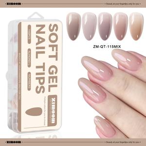 TEMU ZIMOOM 140개 누드핑크 소프트젤 네일팁, 재사용 가능한 풀커버 인조네일, 네일아트 살롱 DIY 및 여성 선물용 데일리 웨어 네일