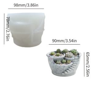 TEMU 재사용 가능한 수지 및 석고 몰드 - 다육이 화분용, 쉬운 세척 DIY 식물 화분 몰드, 불규칙한 계단형 선인장 화분, 실내/야외 가드닝용, 수지, 시멘트, 석고 주조에 적합