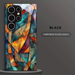 TEMU 폰 케이스: 아티스틱 컬러풀 기하학 패턴 강화유리 갤럭시 S25/S24/S23/S22/S21/S20/노트 20/A04/A05/A10/A12/A13/A14/A15/A20/A21s/A22/A23/A24/A25/A31/A32/A33/A35/A34/A50/A51/A52/A53/A54/A55/A70/A71/A72용 - 스타일리시하고 우아한