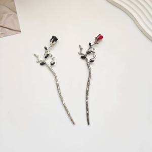 TEMU 1개 패션 꽃 가지 합금 헤어핀 여성 여학생 파티 헤어 장식