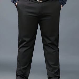 TEMU 플러스 사이즈 남성 비즈니스 캐주얼 신축성 허리 바지, 플러스 사이즈