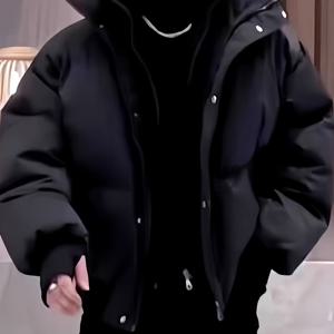 TEMU 유럽&미국 스타일 2-in-1 룩 남성용 스탠드 칼라 패딩 코트, 새로운 겨울 루즈핏 두꺼운 패딩 코트, 캐주얼 재킷 아우터웨어, 패셔너블한 아우터웨어