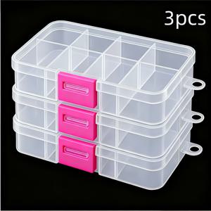 TEMU 구획형 보관 용기 3개 세트, 비즈 공예 및 낚시 장비를 위한 다용도 정리함 (8구획 길이), 재봉 용품, 재봉 보관에 적합