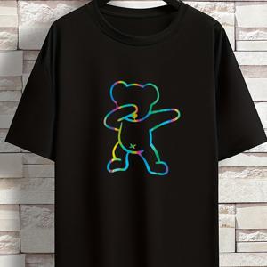 TEMU 2023 봄/여름 반팔 티셔츠 미국 패션 브랜드 프린팅 남성 청소년 봄/여름 라운드넥 와이드핏 캐주얼 다용도 상의, 플러스 사이즈