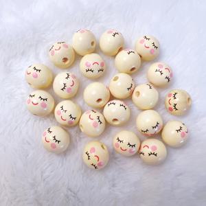 TEMU 새로운 20Pcs 웃는 나무 라운드 식 소나무 비즈 쥬얼리 만들기 DIY 크리 에이 티브 팔찌, 목걸이 수제 구슬 공예 용품