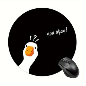 TEMU 1 사무용 마우스 패드, 오리 질문 패턴, 고무 마우스 패드, 사무용 컴퓨터 및 노트북에 적합, 7.8*7.8*0.12인치/20*20*0.3cm