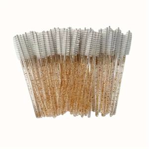 TEMU 40개입 골드 핸들 글리터 아이브로우 브러쉬 마스카라 브러쉬 속눈썹 메이크업 화장용품