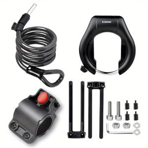 TEMU ETOOK 자전거 말발굽 잠금장치 플러스 스틸 케이블 잠금장치 조합 이중 보호 산악 자전거 게발 잠금장치 및 도난 방지 스틸 케이블 조합 세트 U자형 잠금장치 플러스 스틸 케이블 조합