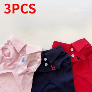 TEMU 3피스 애완동물 폴로 셔츠 세트, 통기성 좋은 티셔츠 및 고양이 조끼