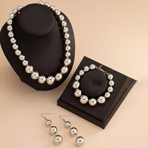 TEMU 4피스 여성 주얼리 세트: 고급스러운 비즈 목걸이, 팔찌, 귀걸이 – 캐주얼 룩에 완벽