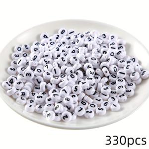 TEMU 아크릴 원형 7mm 숫자 비즈, 구멍이 있는 비즈, 핸드메이드 주얼리 액세서리 키트, 330/660/960개로 제공, 창의적, 우아하고 아방가르드, 스타일, 파티 휴가, 우정 팔찌 제작, 장식 비즈에 적합