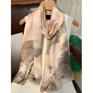 TEMU 새로운 사계절 실크 스카프, 여성용 뽕나무 실크 숄, 엄마를 위한 여성의 날 선물, 어르신을 위한 선물, 어머니의 날, 100% 실크, 뽕나무 실크 새틴, 사이즈: 53×170cm 롱 스카프