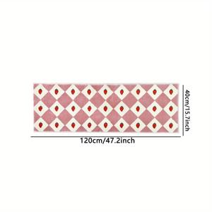 TEMU [인조 캐시미어 모조털 + 도트 플라스틱 바닥] 부드럽고 푹신한 인조 캐시미어 플러시, 무게 1000g/m², 두께 약 10mm. 롱 러너 러그 1개, 침대 옆 러그, 침실 및 거실용 롱 러너 러그, 핑크 딸기 장식, 매력적인 방과 침실 장식. 침실 베이 창가, 거실, 침대 옆, 서재, 라운지, 옷방에 적합한 침대 옆 러그