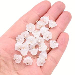TEMU 11*14mm 20개 유리 그라데이션 밸리 릴리꽃 구슬 참 샤이니 스페이서 비즈 DIY 팔찌 귀걸이 목걸이 키체인 주얼리 제작용 액세서리