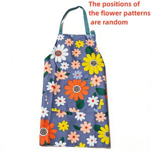 TEMU 꽃무늬 패턴 변형 가능, 조절 가능한 목끈, 큰 앞주머니, 세척 쉬움, 4가지 컬러 옵션, 요리와 가드닝에 적합, 스타일리시한 주방 액세서리 - 꽃과 하트 프린트 앞치마, 26.37 X 27.95 인치