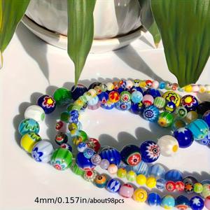 TEMU 주얼리 만들기용 멀티컬러 라운드 유리 구슬, 무라노 램프워크 비즈 (4/6/8/10mm) - 팔찌 및 목걸이 공예 액세서리