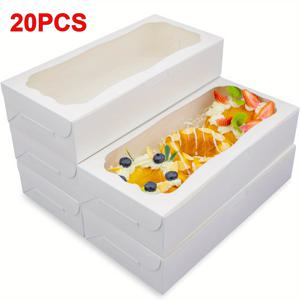 TEMU 20개입 12x5.5x2.5인치 화이트 상자 쿠키 상자 도넛 상자 창문형 케이크 상자, 페이스트리, 파이, 머핀, 초코칩 딸기 용