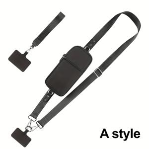 TEMU 휴대폰용 블랙 조절식 크로스바디 스트랩, 동전 지갑, 손목 끈이 특징된 다용도 여행 액세서리입니다. 도난 방지용 TPU 클립이 포함되어 있으며, 스타일로 디자인되어 일상적인 사용에 적합합니다. 현재 판매 중입니다.