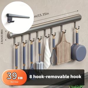 TEMU 1개 무드릴링 벽걸이 수납 선반, 주방 및 욕실용, 공간절약형 알루미늄 멀티 기능 보조 후크, 8개 이동식 후크, 모던 스타일, 내구성 구조 - 매우 실용적인 홈 수납 후크, 후크