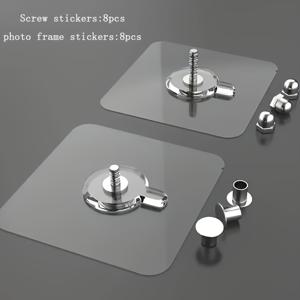 TEMU 16개 드릴 불필요 나사 스티커, 강력 접착 네일 프리 프레임 스티커, 드릴 불필요, 벽 접착 나사, 욕실 및 주방용 투명 접착 후크, 흔적 없는 욕실 선반 못 스티커