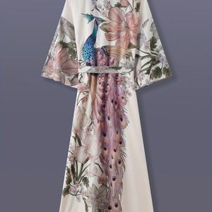 TEMU 일본 루즈 피카 피카 가로수 꽃무늬 프린트 미디 길이 기모노 가디건 얇은 코트 남녀 유럽 및 미국 우아한 파티 에스닉 스타일 봄 여름 스트리트 캐주얼 재킷 코트 해변 여행 휴가 의류 호리 일본 스타일 얇은 코트