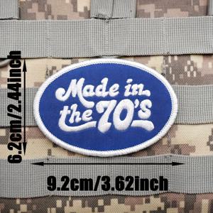 TEMU 70년대에 제작된 오발 자수 패치 - 파란색 전술 조끼 및 스승어스 버지, 