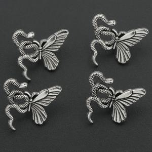 TEMU 20개 뱀과 나비 스페이서 비즈, 입체 합금 동물 뱀과 나비의 상호 교차 스페이서 비즈, 장식용 루스 비즈. 비즈 & 비즈 모음, 팔찌, 목걸이, 펜던트, 키체인에 적합한 비즈 스페이서