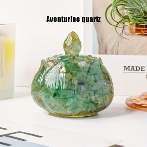 TEMU 1개 천연 석재 연꽃 모양 상자, 파쇄 석재 레진으로 제작. 이 연꽃 모양의 용기에는 뚜껑이 있으며, 보석을 전시하거나 물품을 보관할 수 있습니다.