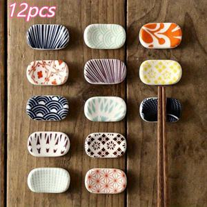 TEMU 일본 세라믹 젓가락 받침 12개 세트 - 창의적인 가정용 젓가락 홀더 일본 스타일 개인 맞춤형 국수 스푼 홀더 - INS 식탁 장식 젓가락 베개 - 젓가락 받침 세라믹 브래킷 - 가정용 주방 젓가락 홀더 - 일본