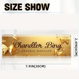 TEMU 2D 평면 개인화 아크릴 네임플레이트 - 골든 리프 디자인, 우아한 오피스 장식, 상사나 직원에게 감사의 마음을 전하는 완벽한 선물, 책상 장식에 이상적