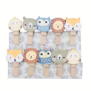 TEMU 10개 만화 동물 나무 클립, 수제 마무리 아티팩트, 사진 손질에 재미 추가, 실용성과 장식의 균형