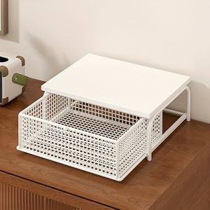 TEMU 1개 블랙/화이트/골드 주방 카운터탑 정리대, 전자레인지 스탠드, 서랍형 오븐 랙. 견고한 전체 금속 구조, 공간 절약형 카운터탑 수납 랙. 주방용품/접시/그릇 보관에 이상적, 양념/가정용품/가전제품 정리에 완벽. 전기 불필요. 홈 오거나이저를 위한 세련된 디자인, 내구성 있는 구조