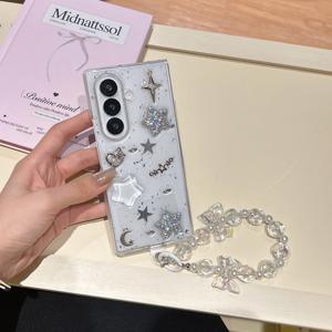 TEMU 휴대폰 케이스 - 세련된 별과 하트 접이식 휴대폰 케이스, 삼성 Z Flip 3/4/5/6/7 및 Z Fold 3/4/5/6/7 보호 커버와 호환