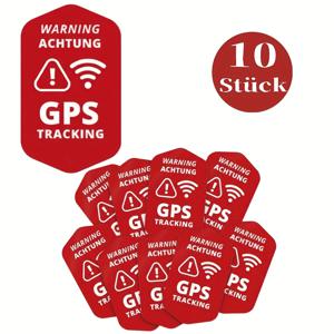 TEMU 10개 자체 접착 경고 스티커 - GPS 추적 감지, 독일어 및 영어 라벨이 있는 방해 방지 데칼, 사무실 및 소매업을 위한 빨간색 육각형 보안 라벨