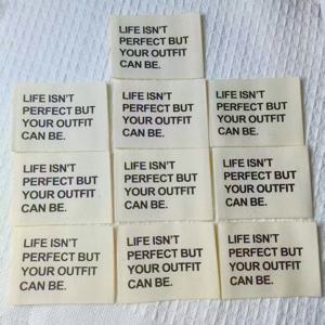 TEMU 오버사이즈 프린트 의류 태그, 영어 텍스트가 있는 패브릭 라벨, 의류 브랜드 및 수제 프로젝트에 적합