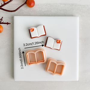 TEMU 책 모양의 점토 절단 몰드 2개, 책 모양 귀걸이 몰드, 가을과 겨울에 귀걸이 제작에 적합, 귀걸이, 브로치, 펜던트용, 고정밀 폴리머 클레이 또는 점토 몰드