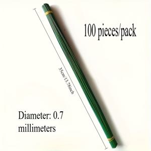 TEMU 꽃다발 줄기용 포장 및 수공예용 재료 100개 (35cm/13.78인치), No. 22 그린 베이스팅 와이어, 크리스마스 장식용 0.7mm 아연 도금 철사, 미술 및 공예용 제본선, 직경 0.7mm 그린 플로럴 와이어, DIY 꽃 줄기용 코팅선, 플로럴 디자인용 와이어, 조화용 접착재료, 수공예품용 액세서리