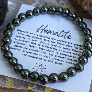 TEMU 천연 헤마타이트 그라운딩 보호 팔찌 - 수제 6mm 비즈 차크라 주얼리, 아이씨프리 어스 스톤 선물, 1월 탄생석, 빈티지 데일리 웨어 (생일, 크리스마스, 발렌타인데이)
