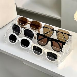 TEMU 투명 아크릴 2단 안경 진열대 - 다중 수납공간, 헤비듀티 안경 정리대 (패션 안경 & 독서용 안경용), 간편 조립, 공간 절약형 카운터탑/소매점/안경점 보관함 (도구 불필요)