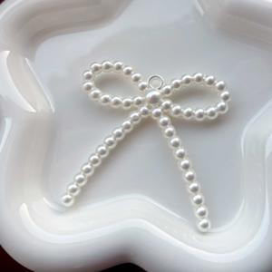 TEMU 고급스러운 화이트 리본 펜던트 5/10개 세트 - 크림색 레진 리본 & 리얼리스틱 디자인 - DIY 주얼리, 헤어 액세서리, 귀걸이 제작용 - 다목적 레진 아트 비즈