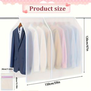 TEMU 2개 세트 플립탑 의류 먼지 커버 - 투명 전면 패널이 있는 헤비듀티 플라스틱 옷장 정리함, 코트, 정장, 드레스에 적합 - 다양한 사이즈 옵션, 공간 절약형 의류 먼지 커버, 투명 소재로 내용물 확인 가능, 먼지 커버 1개 + 세탁백 1개 포함