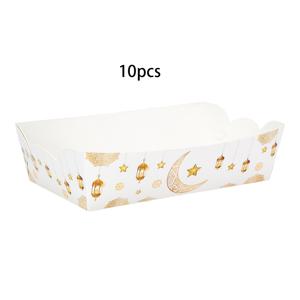 TEMU 10개/20개/50개 화이트 & 골드 이드 무바라크 음식 트레이 파티 용품 이드 파티 장식 종이 음식 보트 서빙 트레이 달과 별 패턴 무슬림 라마단 파티 이드 음식 트레이 칩스 나초 신선한 감자튀김 사탕용