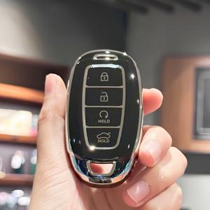 TEMU 현대 키 케이스 - 엘란트라, GT, 코나, 팔리세이드, 베뉴, 벨로스터용 내구성 TPU 케이스 - 4버튼 디자인 자동차 액세서리