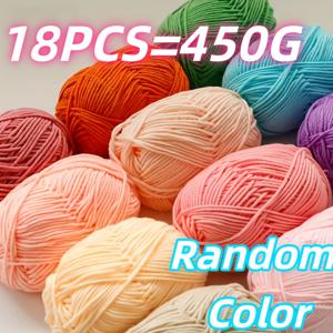 TEMU 18롤 직조 털실, 수제 실, 총 450G (15.87Oz), 혼합 색상, 다양한 색상 조합, 고품질 4중 중간 두께 털실, 두껍고 튼튼함, 부드럽고 통기성 좋음, 가방, 스카프, 코스터 뜨개질 및 코바늘 뜨개기에 적합