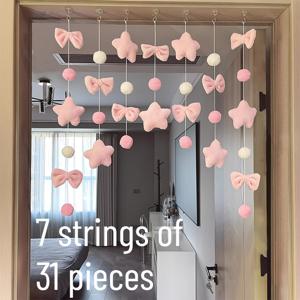 TEMU 7줄 31개 홈 커튼 핑크 러브 커튼 배너 웨딩 생일 파티 홈 발렌타인데이 방 분위기 장식 파티 장식 용품