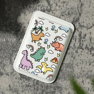 TEMU 2025년 신상 럭셔리 패셔너블 카툰 애니메이션 패턴 인조 PU 가죽 자석 카드 홀더 아이폰 16 15 14 프로 맥스 PU 가죽 지갑 부착물, 1-2장의 카드 보관, 내장 보안 포켓 KA1 장착